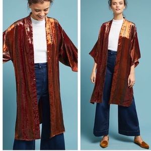 COPY - NWOT Anthropologie Velvet Orange Kimono Longline